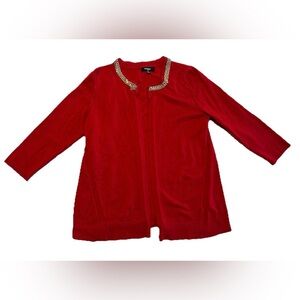 Premise Red Cardigan with Gold Chain Trim